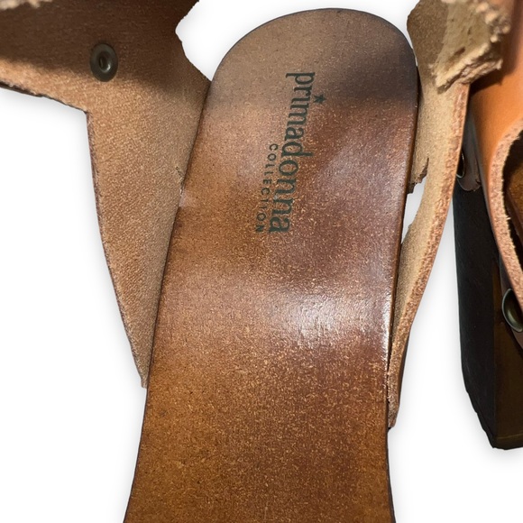 NEW Primadonna Collection Red/Brown Leather Wooden Clog Platforms Women Size 40 - Picture 6 of 9